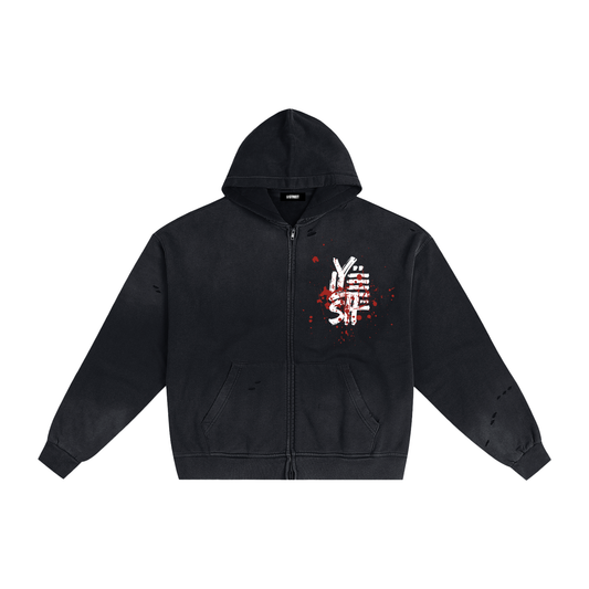 samurai design,zip up hoodie