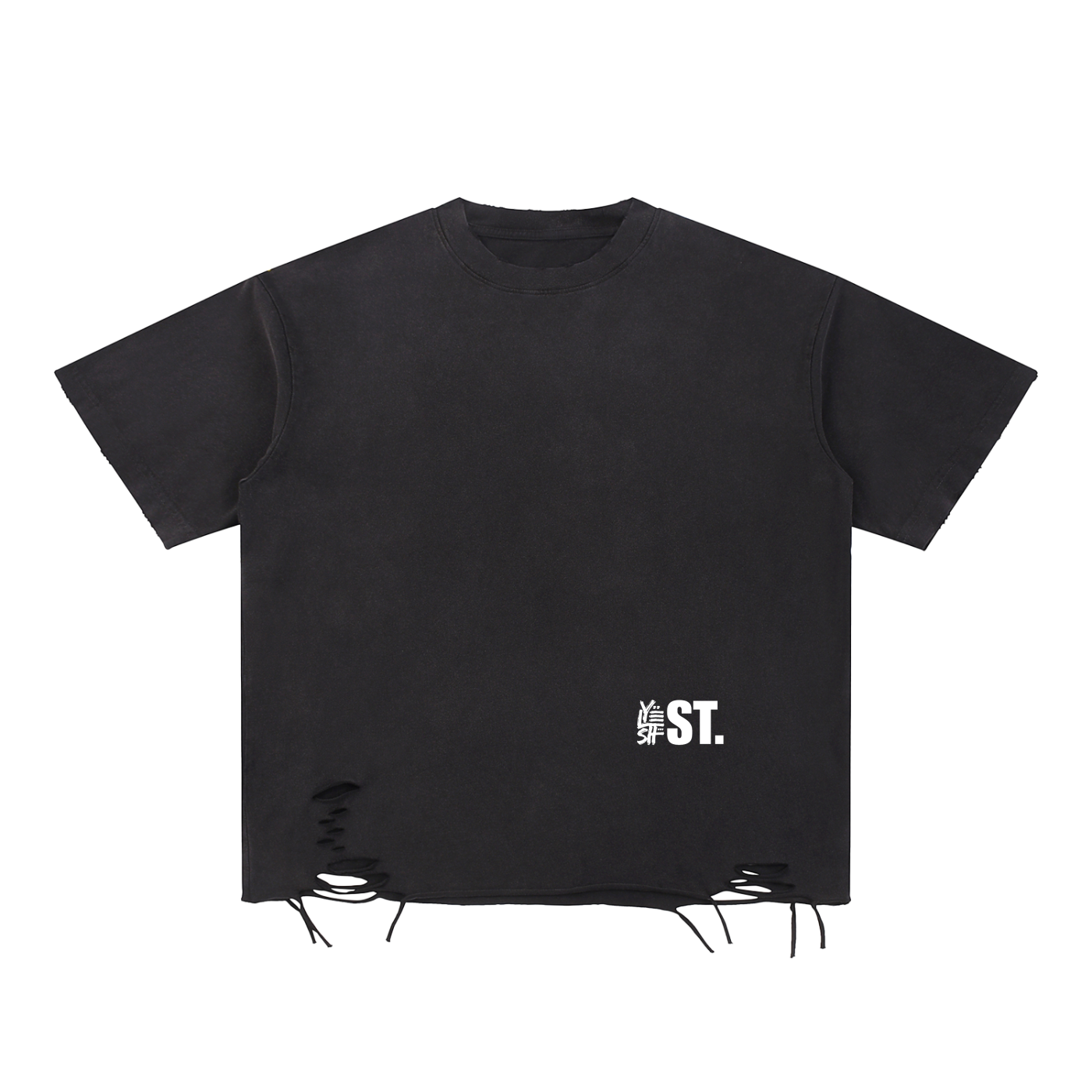 raw hem,streetwear,minimalistic design,artistic tee,artsy streetwear,logo design