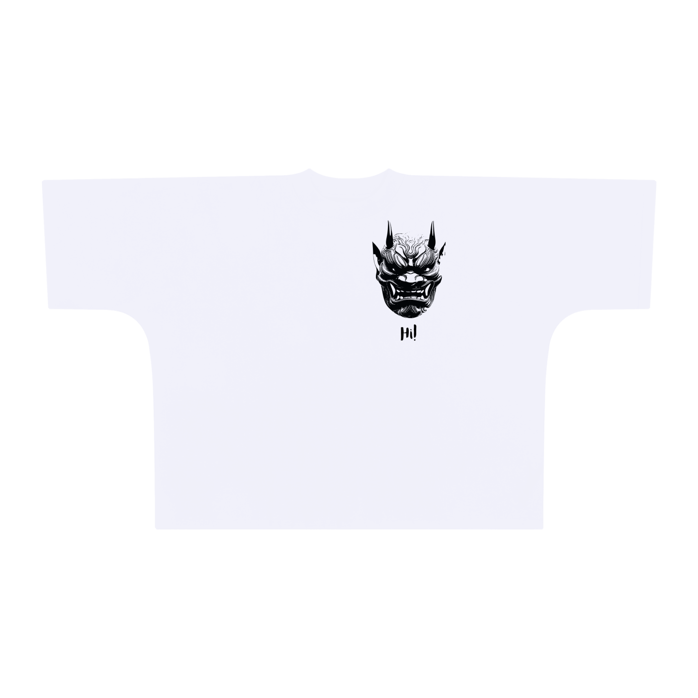 white tee,oni design,Japanese masks