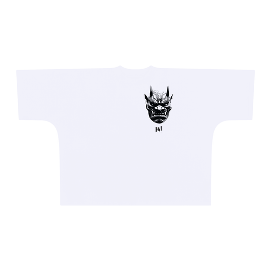 white tee,oni design,Japanese masks