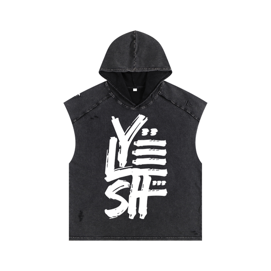 hooded tank top,Streetwear,hoodie,snow washed design,Yelsh Logo