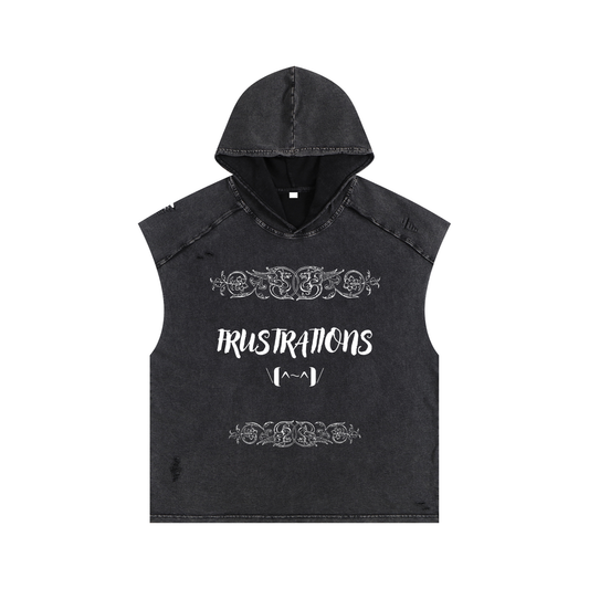 hooded tank top,hoodie,tanktop,gym fit,loose fit,streetwear,snow washed design